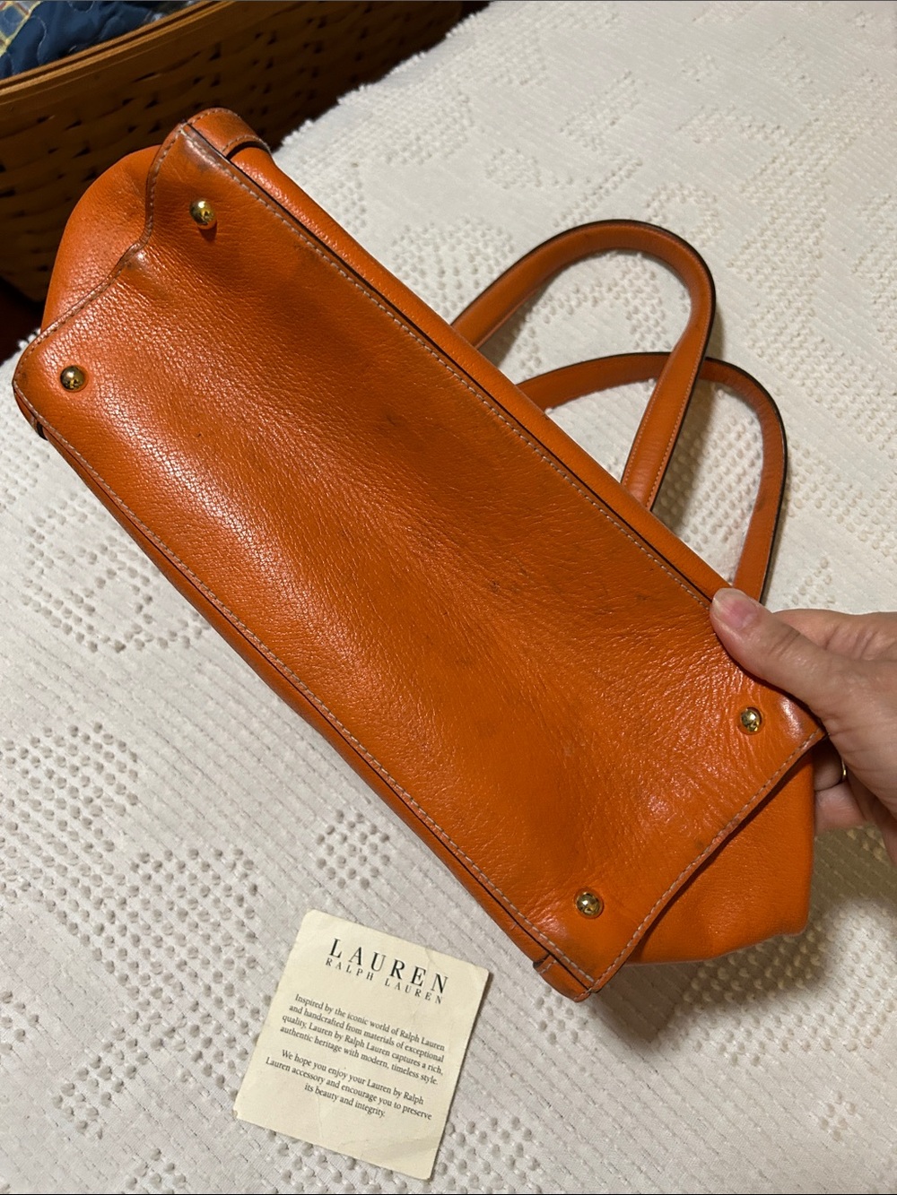Lauren Ralph Lauren Leather Tote Bag in Terracotta Orange - Picture 5 of 14